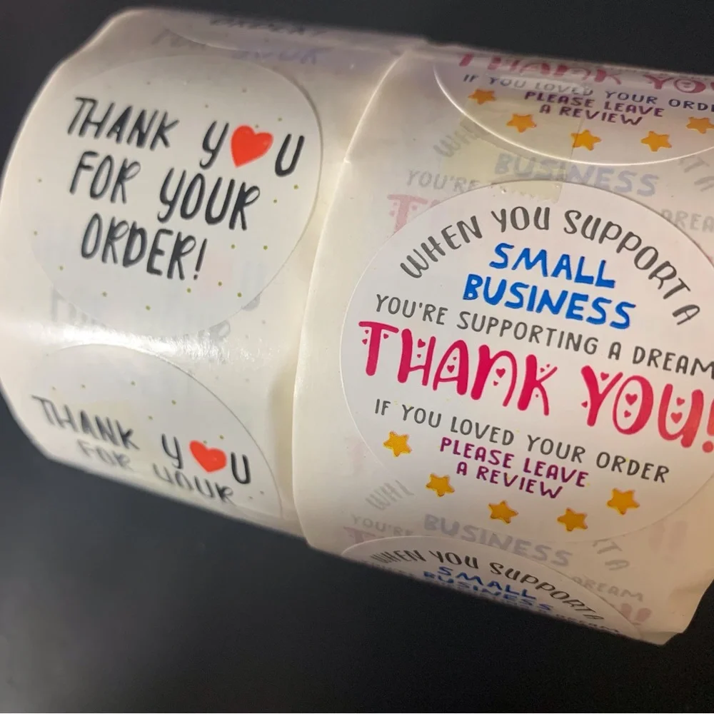 Free 500 thank you sticker roll 1.5”
